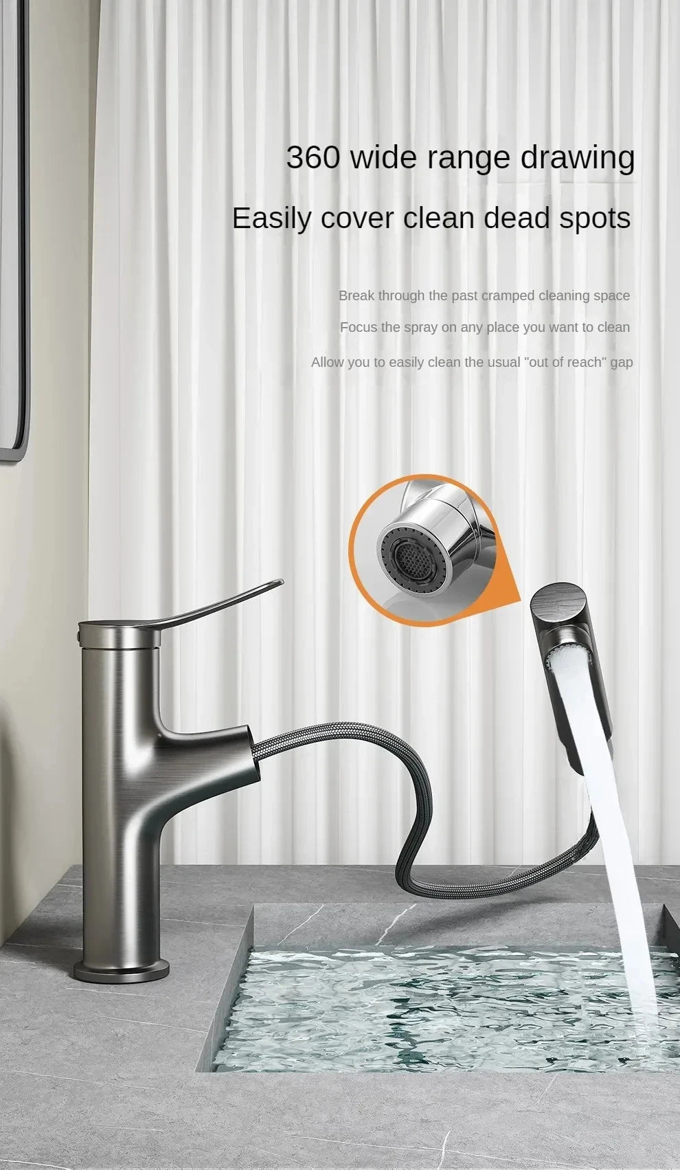 Pull-Out Bathroom Faucet Cold Water Outlet Bathroom Sink