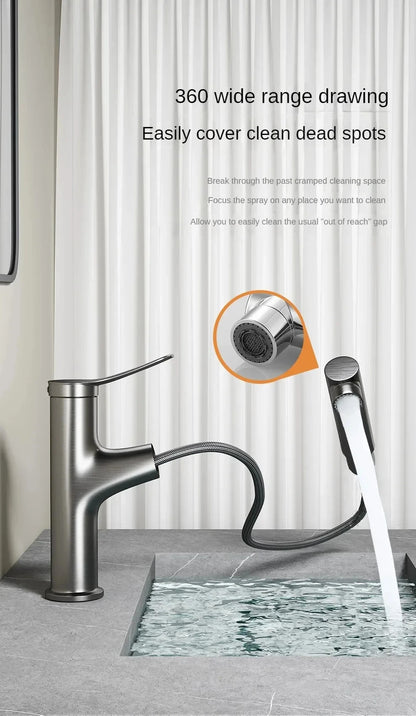 Pull-Out Bathroom Faucet Cold Water Outlet Bathroom Sink