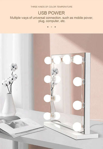 Usb Tri-Color Dimming Hollywood Mirror Headlamp Mirror Lamp