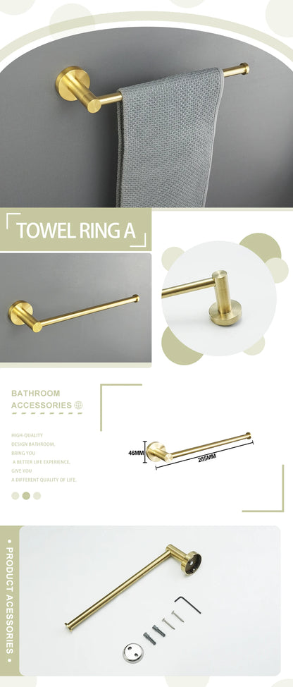 Brushed Gold Wall Mount Shelf Toilet Bath Hardware