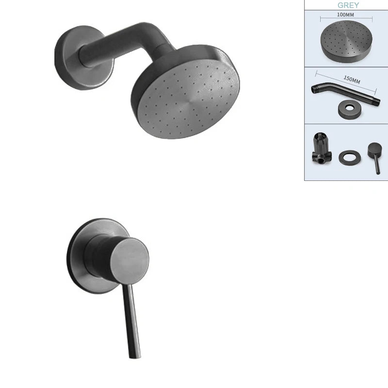 Shower Faucet System Stainless Steel Head Shower Wall