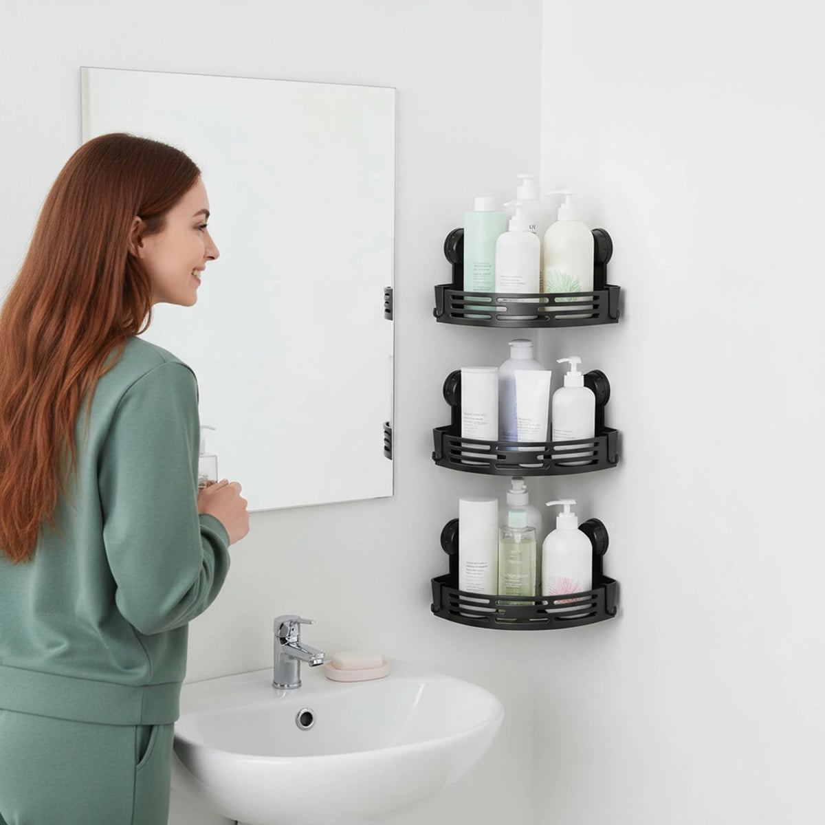 Suction Cup Triangle Corner Shower Caddy Hooks No