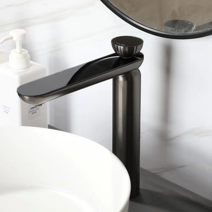 Zappo Gun Gray Digital Display Bathroom Faucet Brass