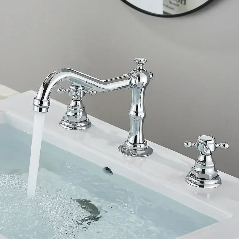 Zgrk Basin Faucet Black Brass Dual Handle Bathroom