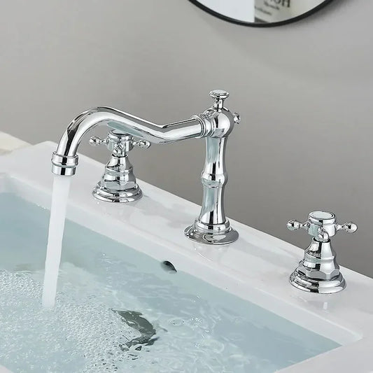Zgrk Basin Faucet Black Brass Dual Handle Bathroom