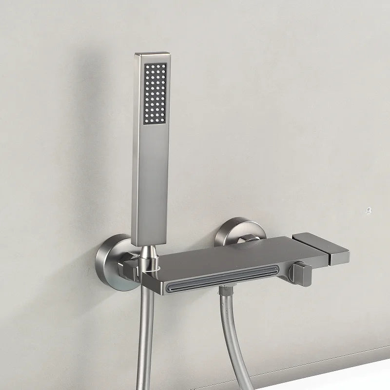 Tuqiu Gray Bathtub Shower & Cold Black Bathroom