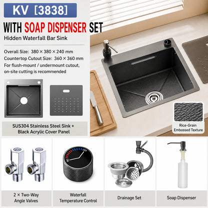 Modern Luxury Waterfall Sink Sus304 Stainless Steel Hidden