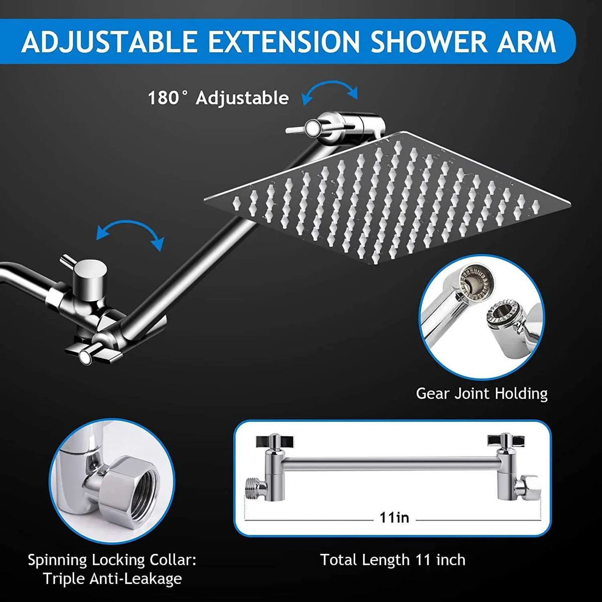 Black Simple Bathroom Shower Wall Mounted Bathroom Shower