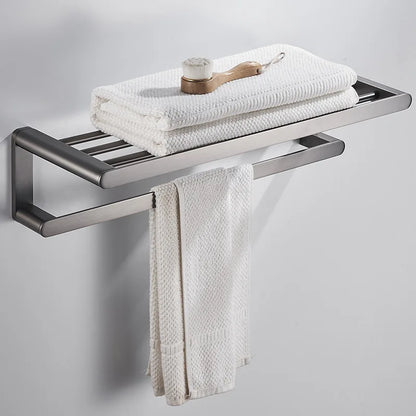 Gunmetal Grey Full Brass Bathroom Storage Towel Rack