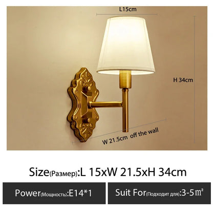 Modern Wall Sconce White Fabric Shade E27 Gold
