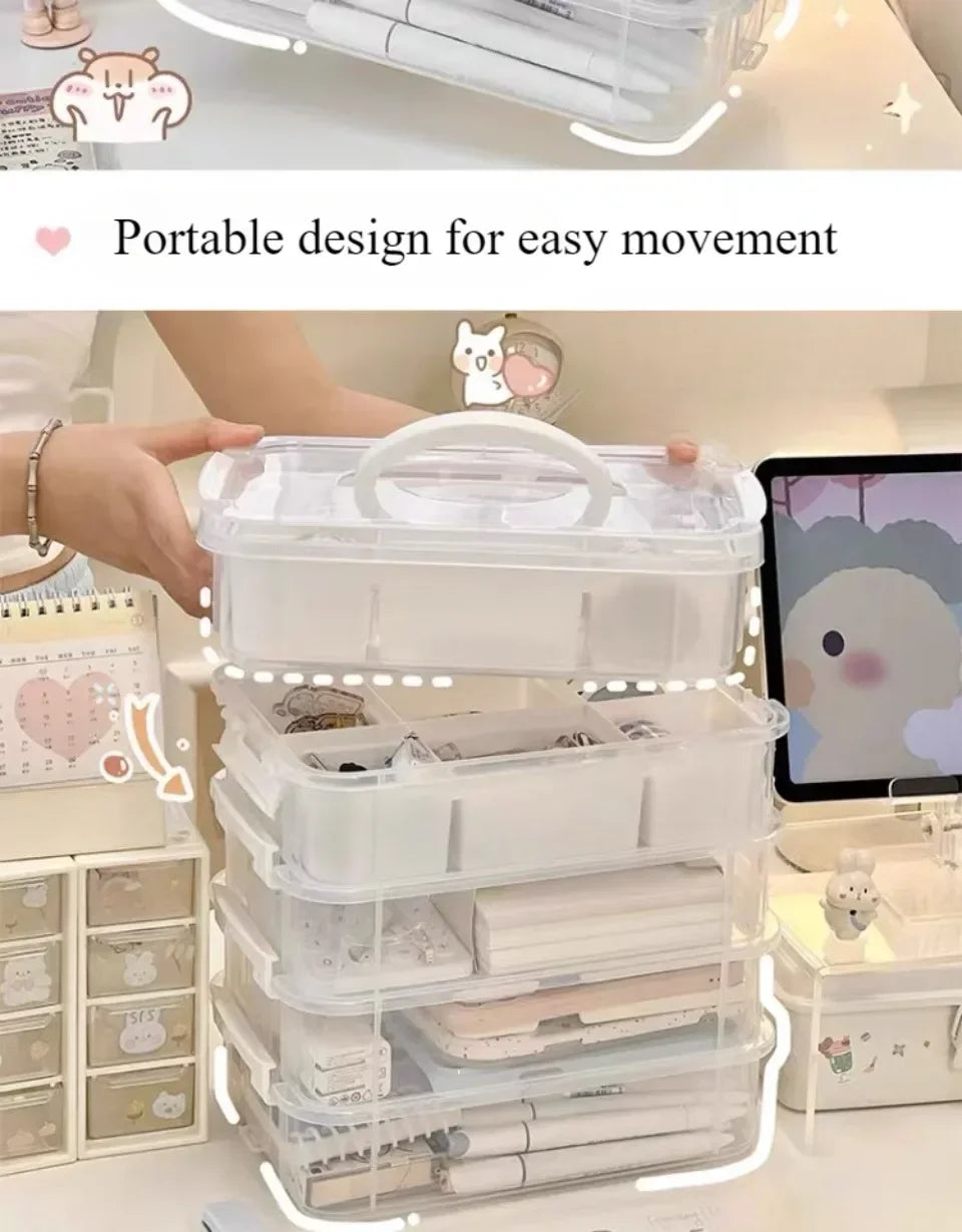 4-Layer Transparent Storage Box Stackable Sorting Box Building