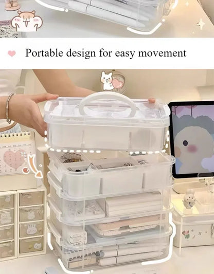 4-Layer Transparent Storage Box Stackable Sorting Box Building