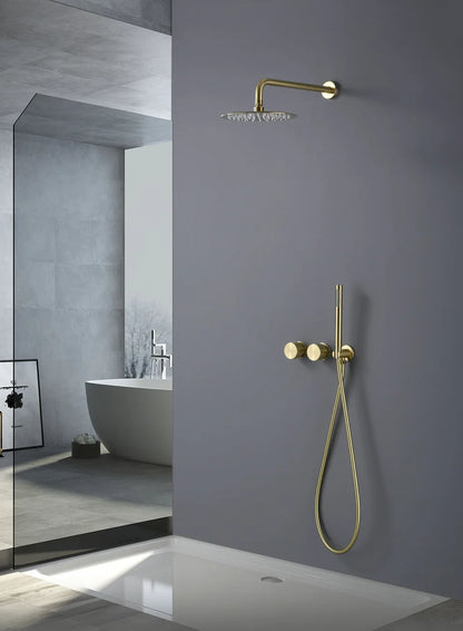 Bathroom Shower System Brushed Gold Cold Faucet Bath