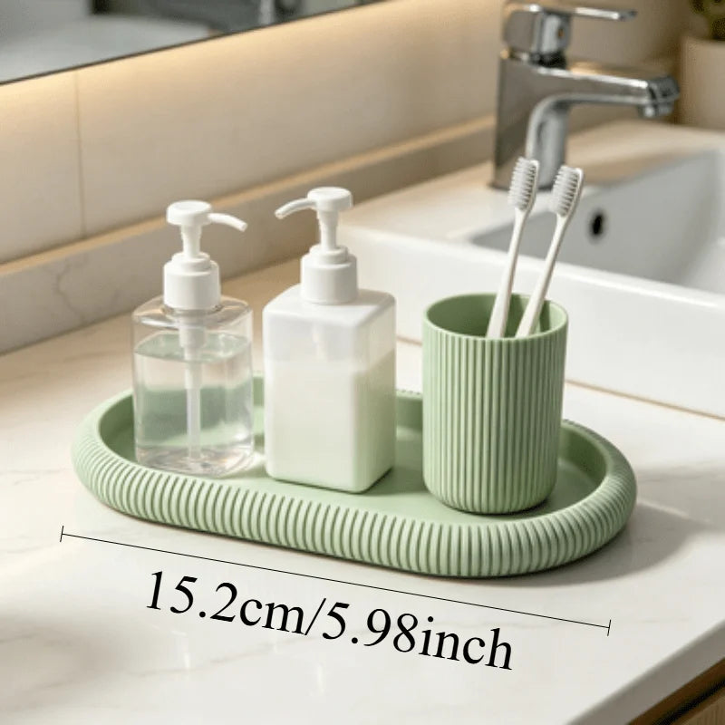 Oval Storage Tray Decorative Organizer Plate Anti-Slip Desktop