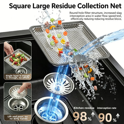 Stainless Steel Waterfall Sink Embossed Hidden Cup Washer