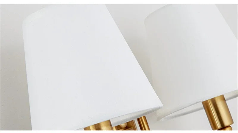 Modern Wall Sconce White Fabric Shade E27 Gold
