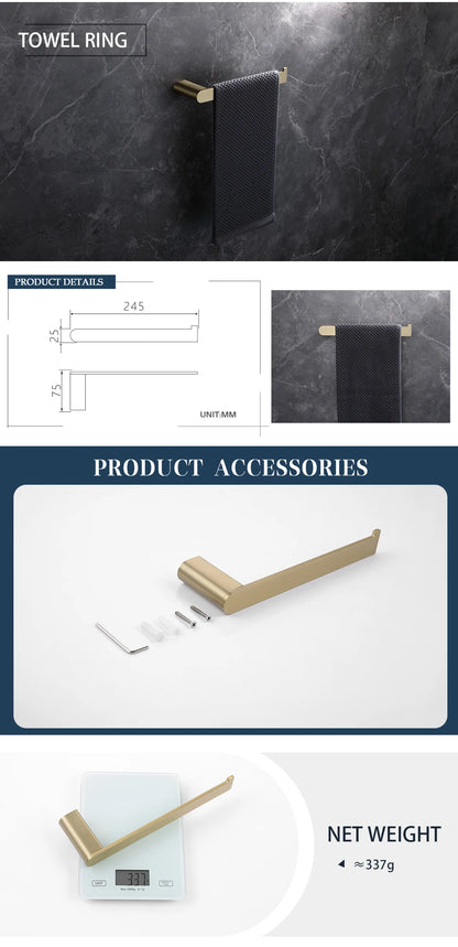 Brushed Gold Bathroom Toilet Brush Holder Toilet Paper