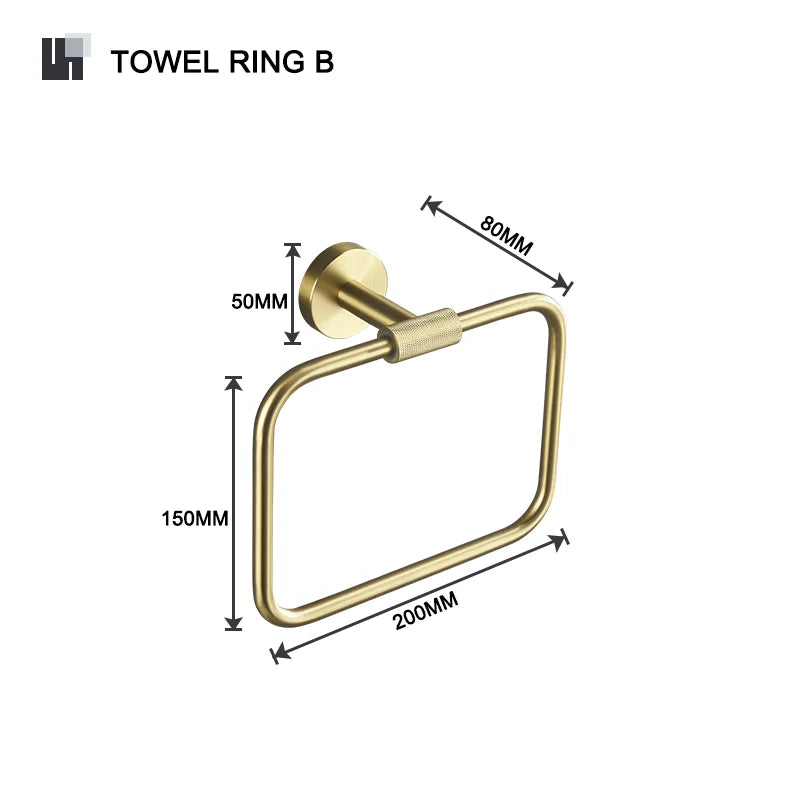 Brushed Gold Towel Bar Toilet Seat Rack Robe