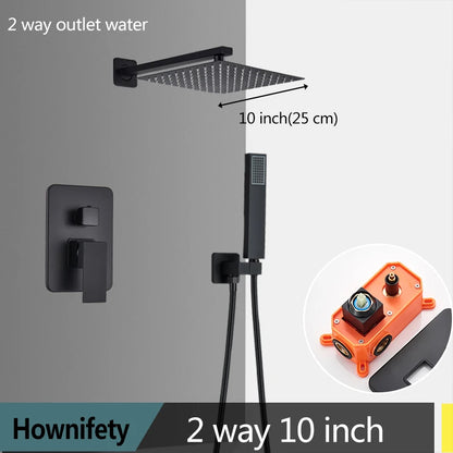 Matte Black Bathroom Shower Faucet Orange Box Rain