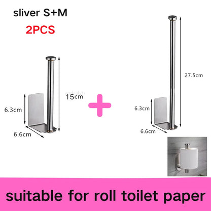Adhesive Toilet Paper Holder Wall Mount Bathroom Silver