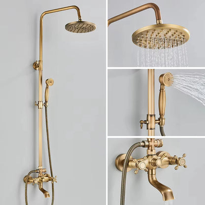 Retro Shower System Antique Brass Rainfall Shower Handheld