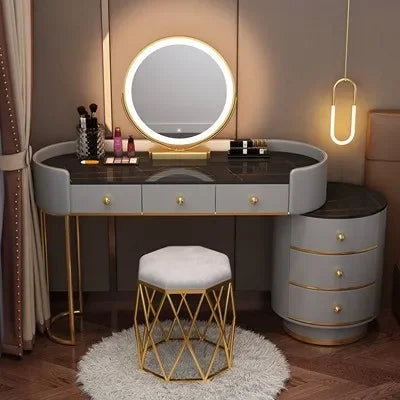 Pink White Vanity Table Women Luxury Nail European