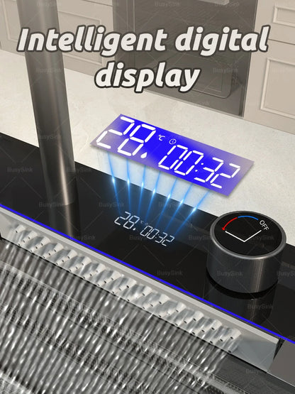 Stainless Steel Waterfall Sink Extra Large Bowl Digital