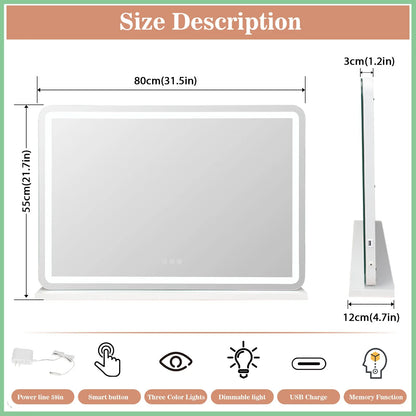 80cm Dressing Table Led Hollywood Vanity Mirror Large