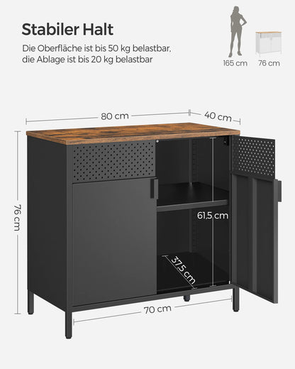 Sideboard Cupboard Double Door Cabinet Adjustable Floor Steel