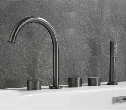 Gray Luxury Brass Deck-Mounted 5-Holes Bathroom Bath Tub