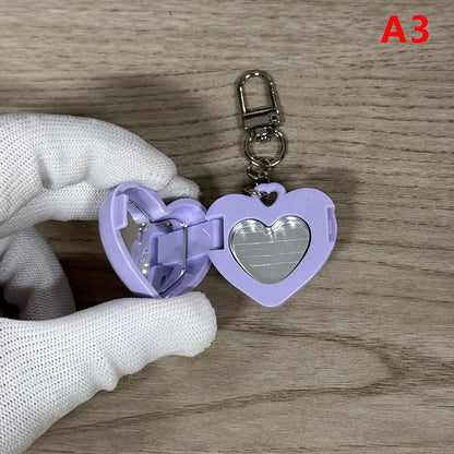Keychain Mirror Storage Box In Pink Blue White