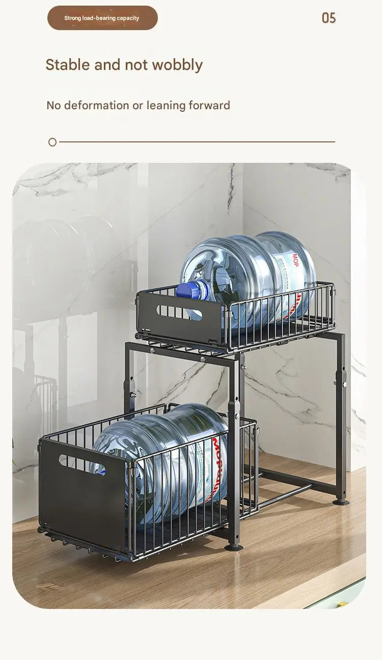 Layer Pull Out Cabinet Organizer Adjustable Storage Under-Sink