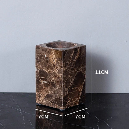Dark Natural Marble Bathroom Brown Luxury Toothbrush Holder