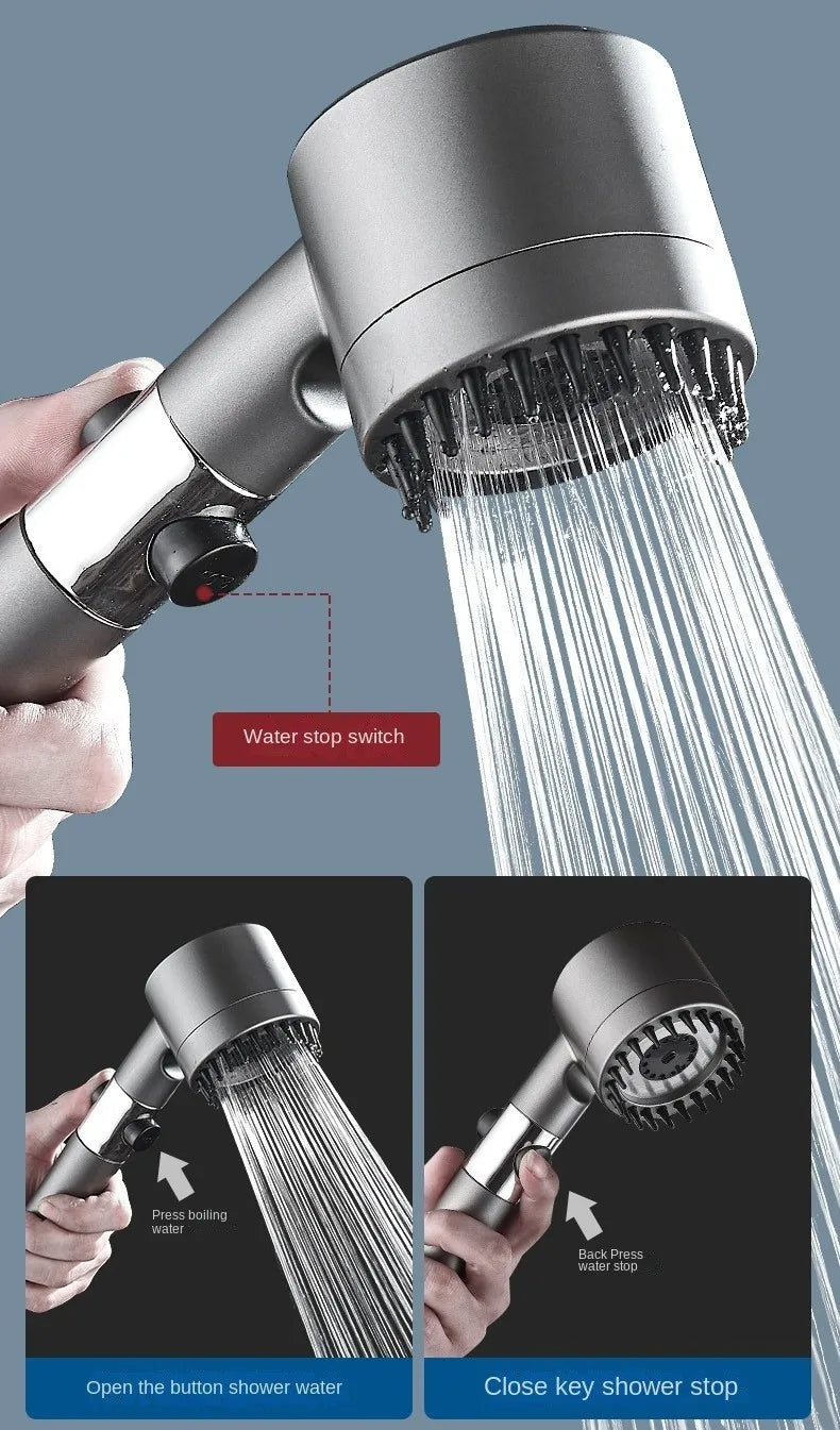 High-Pressure Shower Head 3-Mode Adjustable Spray Massage Brush