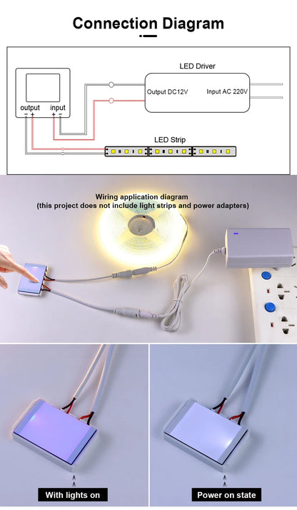 12v 5a Makeup Mirror Led Light Switch Capacitive
