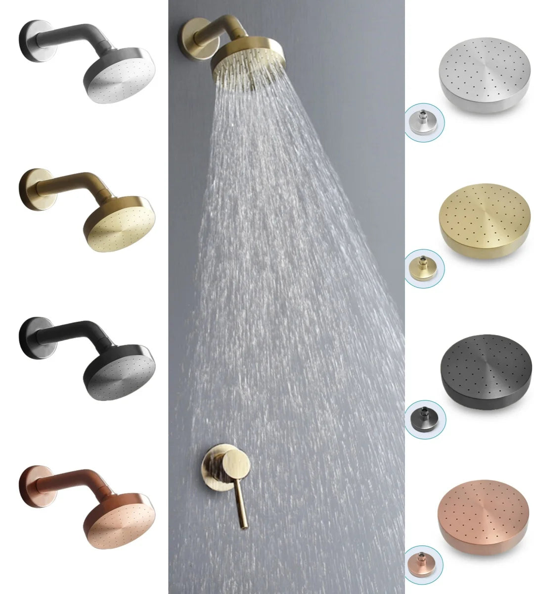 Shower Faucet System Stainless Steel Head Shower Wall