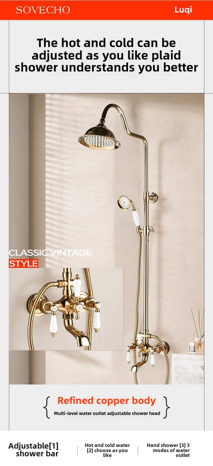 Vintage French Style Dual Handle Tub Faucet Shower