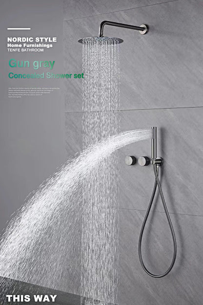 Luxury Gun Gray Brass Bathroom Shower System Concealed