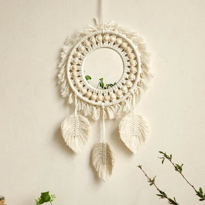Boho Decorative Mirrors Macrame Round Mirror Aesthetic Room