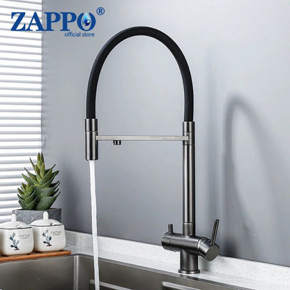 Zappo Grey 3-In-1 Faucet & Cold Mixer Tap