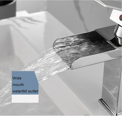 Black Waterfall Bathroom Basin Faucet Square Vanity Sink