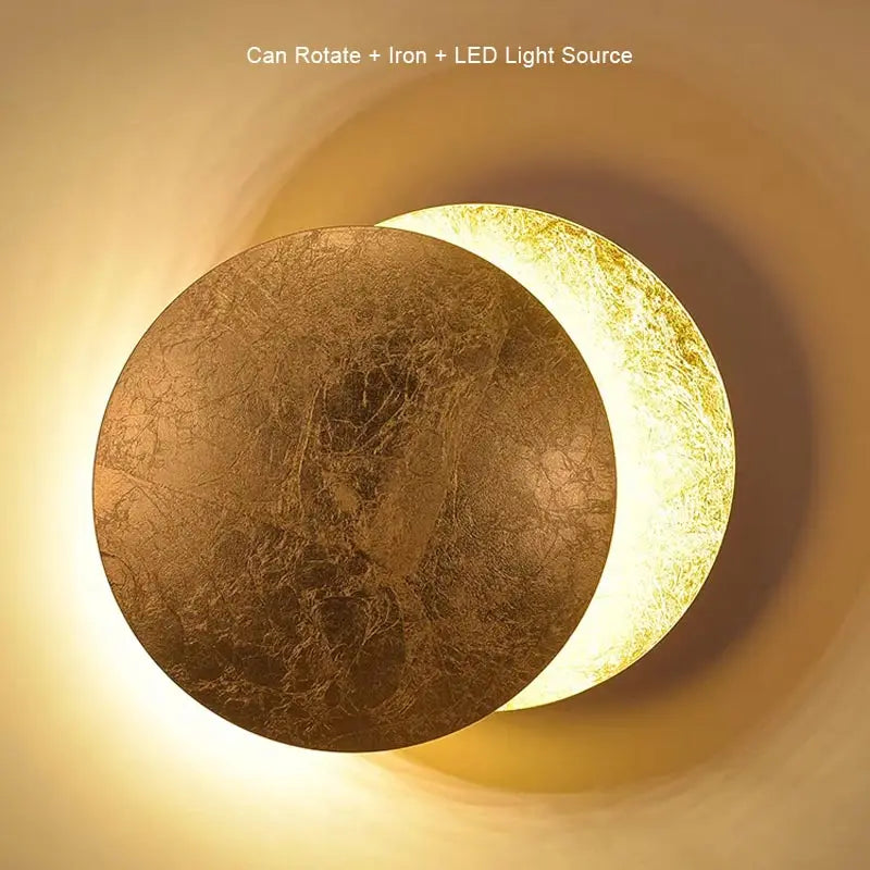 Modern Texture Designer Round Wall Lamp Rotatable Black