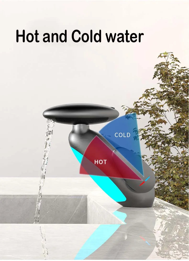 Bathroom Basin Faucet Led Light Tap Penguin Pull-Out