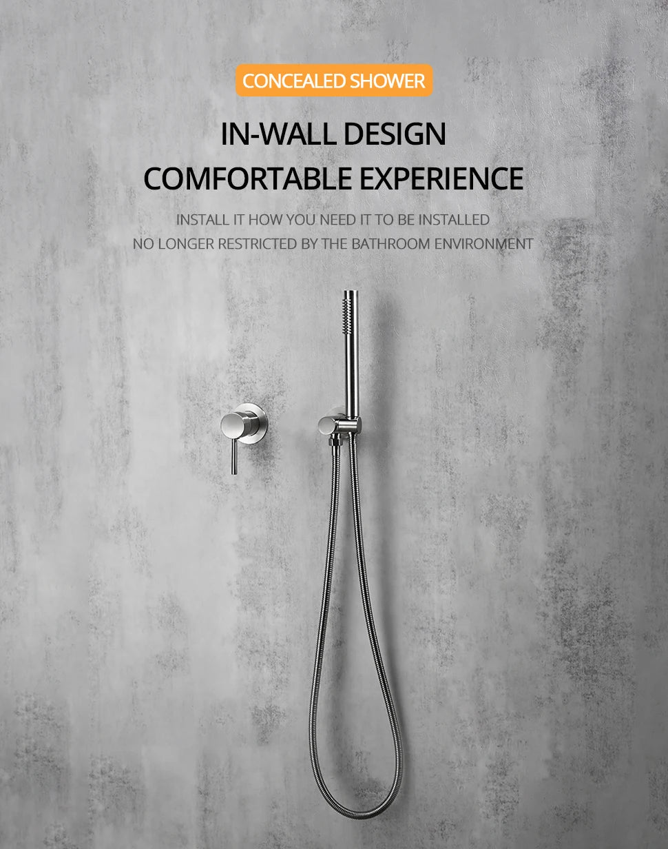 Handheld Bathroom Shower System Brushed Gold Cold Water