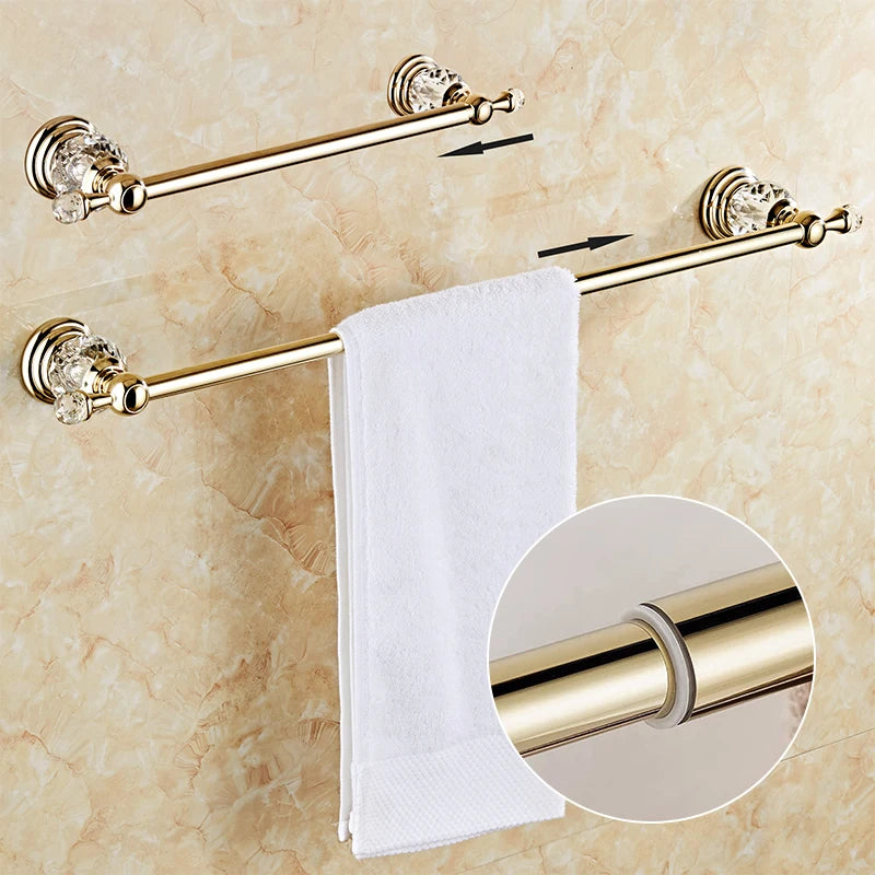 Ellen Golden Crystal Bathroom Hardware Adjust Towel Rack