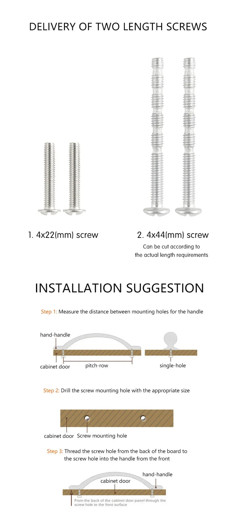 Square 500mm Extended Long Handle Wardrobe Door Handle
