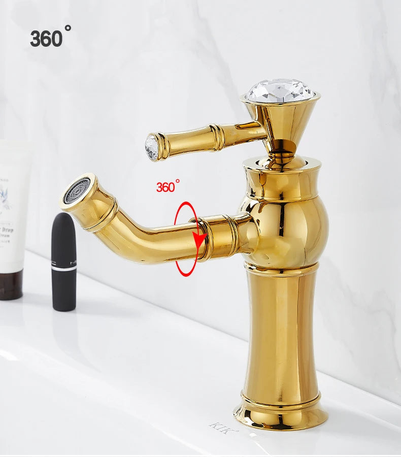 Chrome Basin Faucets Modern Gold Deck Mounted Bathroom
