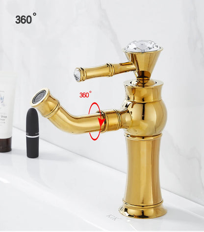 Chrome Basin Faucets Modern Gold Deck Mounted Bathroom