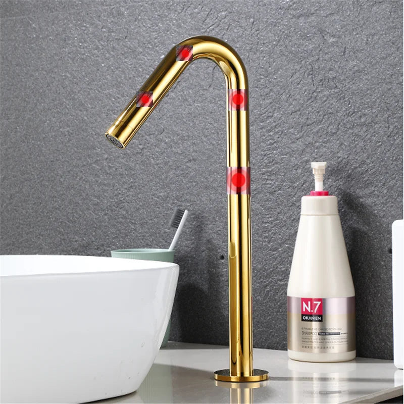 Tuqiu Smart Touch Bathrooomfaucet Gold Automatic Sensor Basin