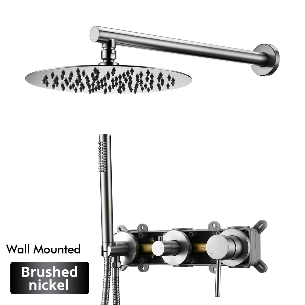 Gunmetal Shower Faucet 8-16 Wall Mounted Concealed Control
